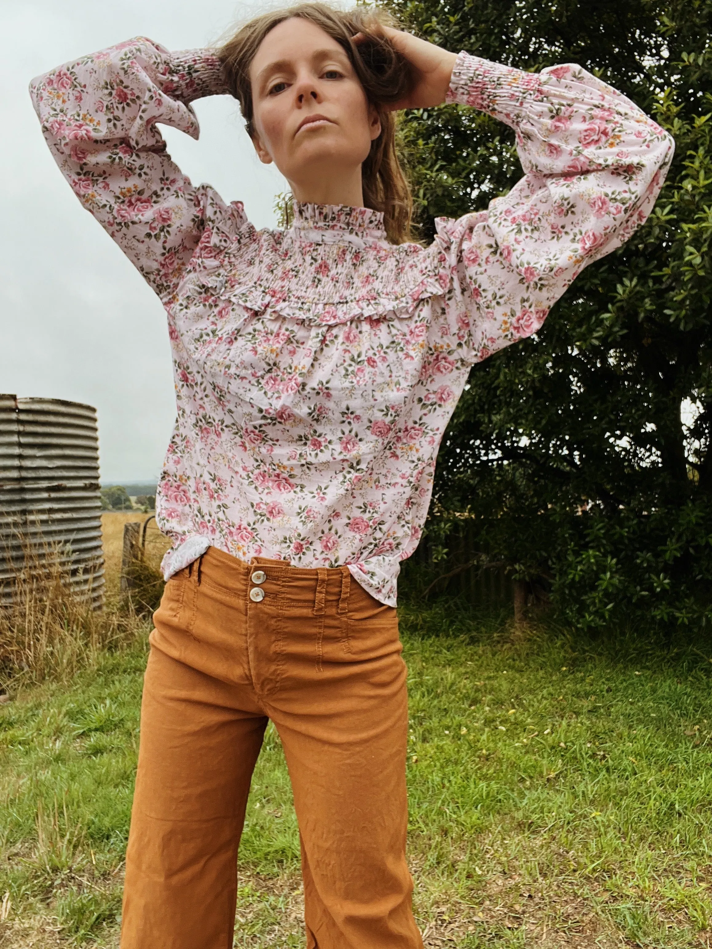 100% RECYCLED COTTON - BAMBI BLOUSE PINK ROSE FLORAL