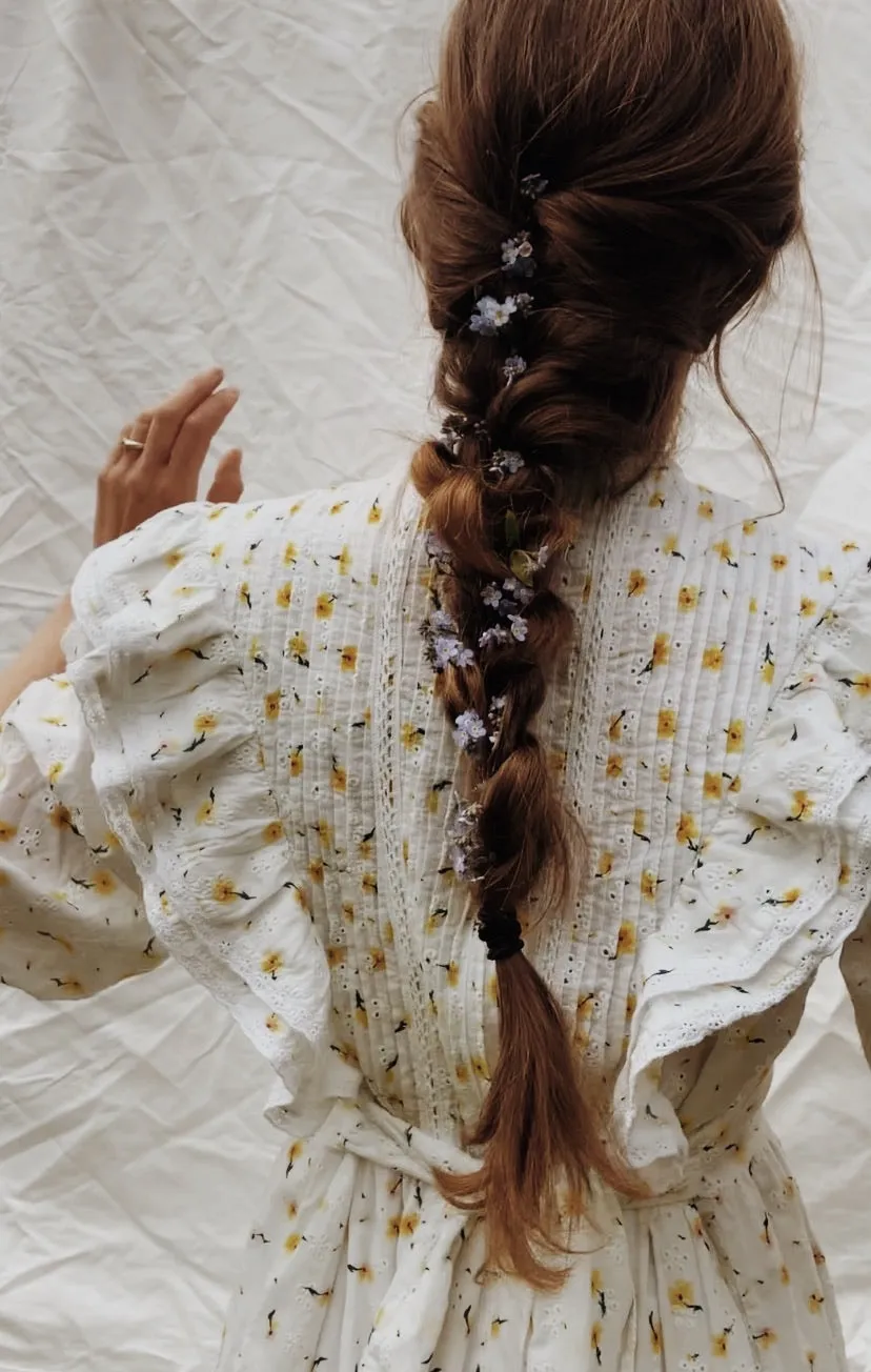 100% RECYCLED COTTON - CLEMENTINE BUTTON DOWN DRESS WHITE DAISY FLORAL