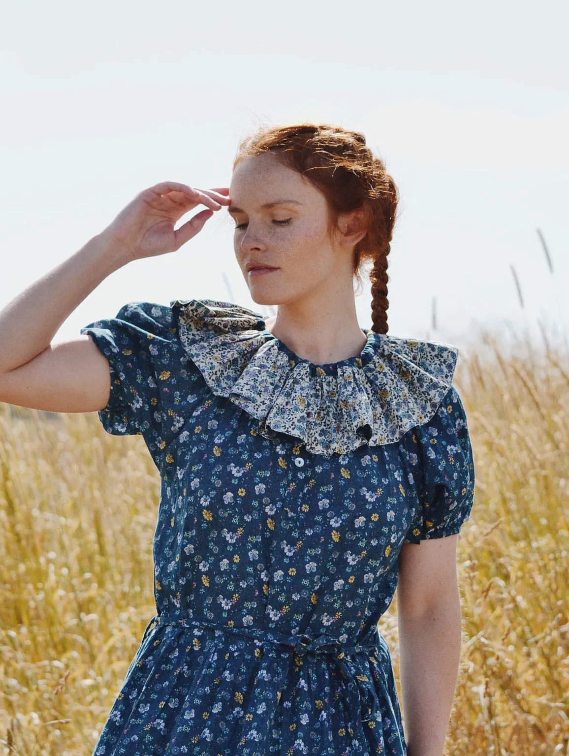 100% RECYCLED COTTON - PIERROT MAXI DRESS BLUE FLORAL