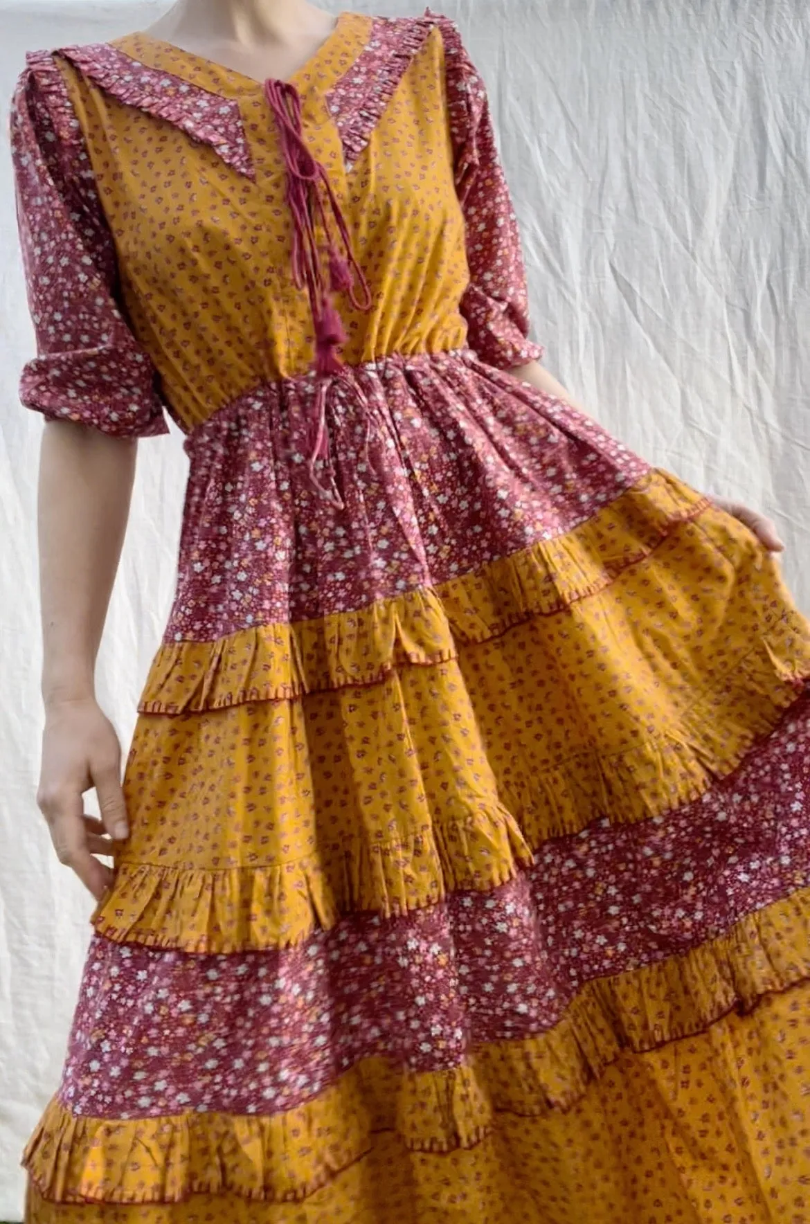 100% RECYCLED COTTON - THEA DRESS DITSY PATCHWORK