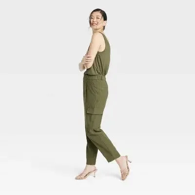 A New Day Women's Plus Wide Leg Ankle Length Cargo Pants