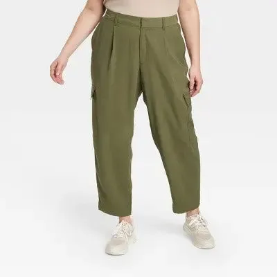 A New Day Women's Plus Wide Leg Ankle Length Cargo Pants