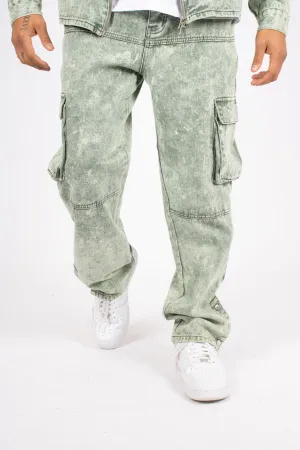 Acid Green Elasticated Waist Relaxed Cargo Pants