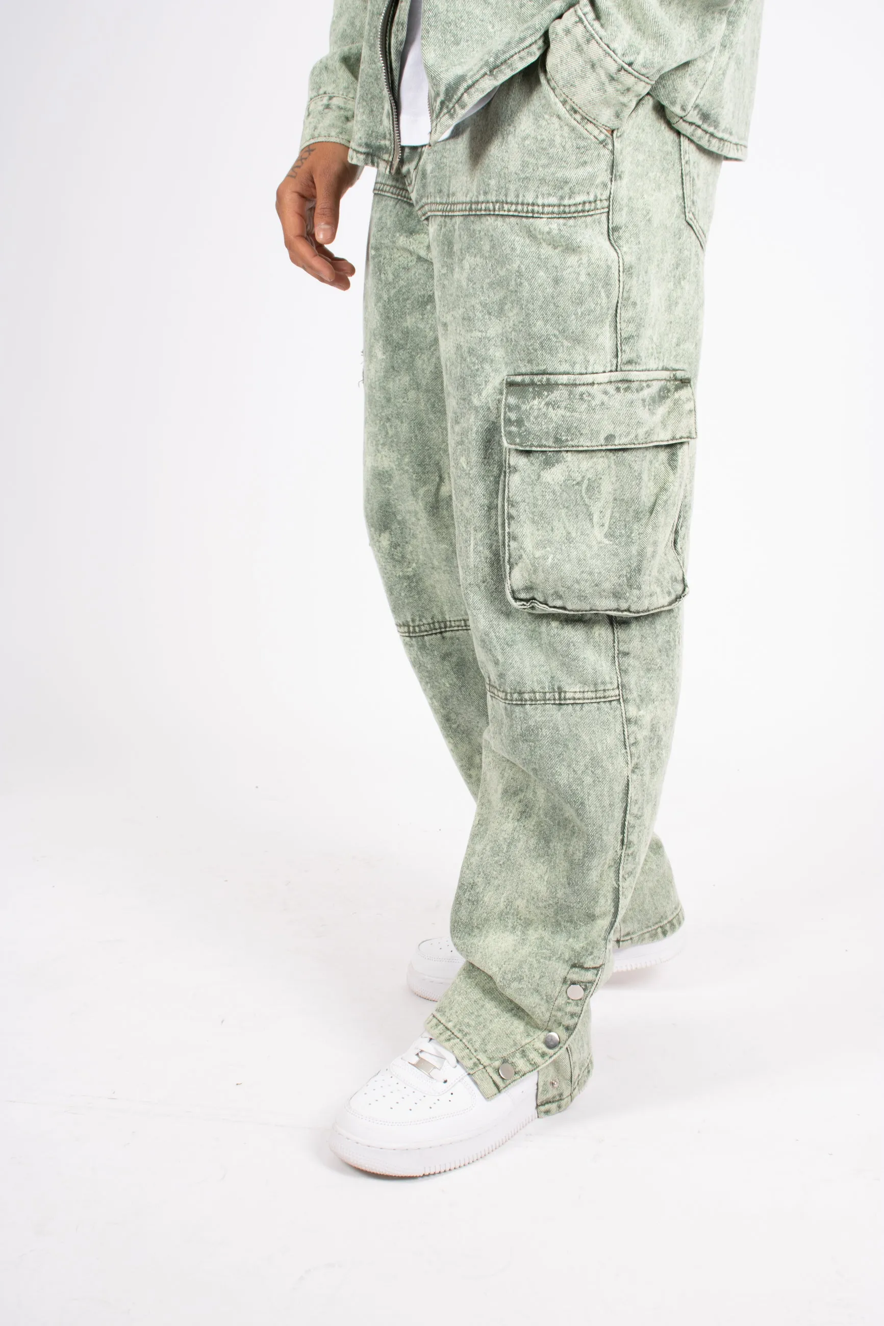 Acid Green Elasticated Waist Relaxed Cargo Pants