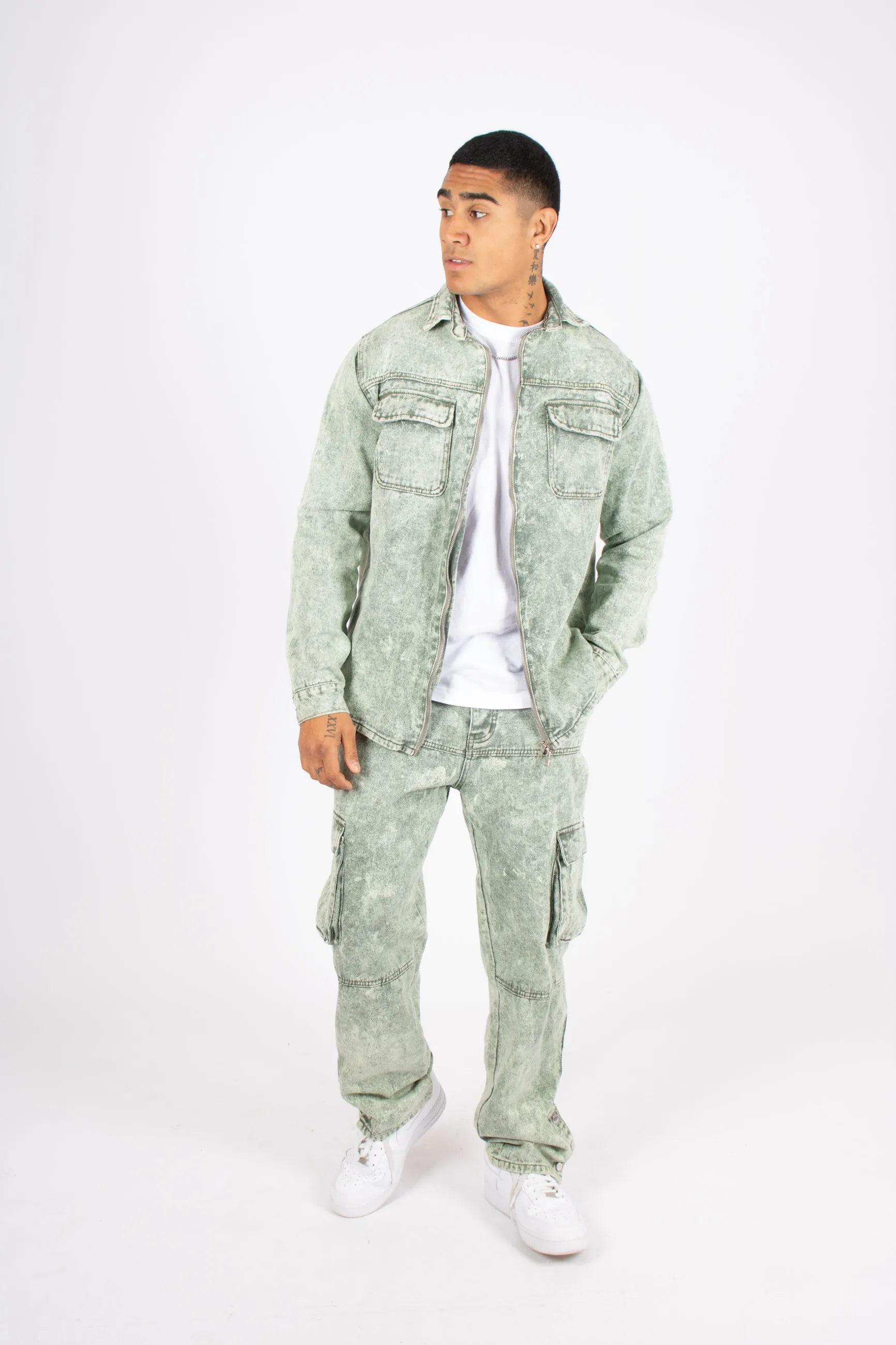 Acid Green Elasticated Waist Relaxed Cargo Pants