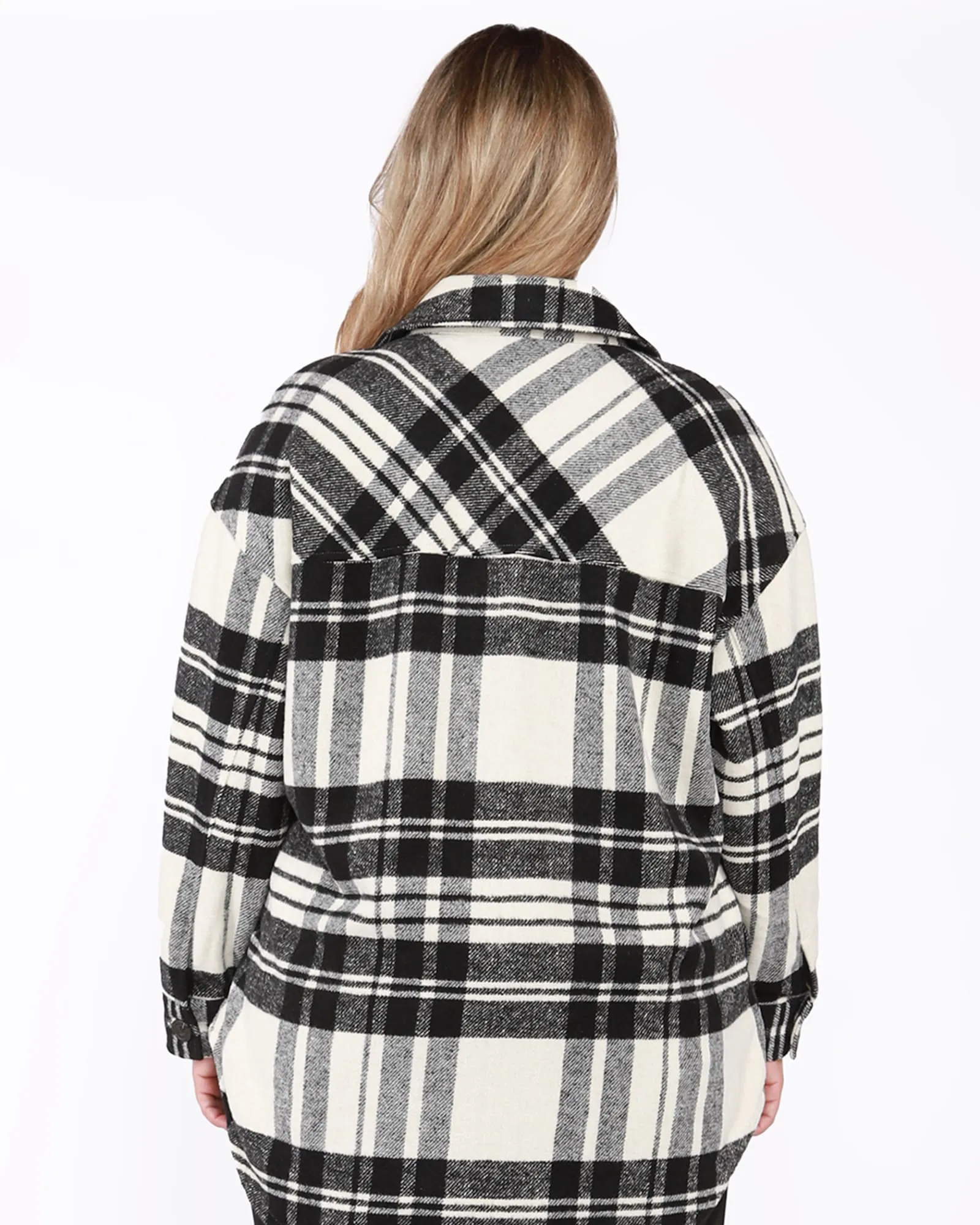 Ainhoa Plaid Snap Front Shacket | Black / White