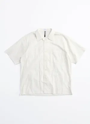 Albini Cotton Jacquard Short Sleeve Open Collar Shirt