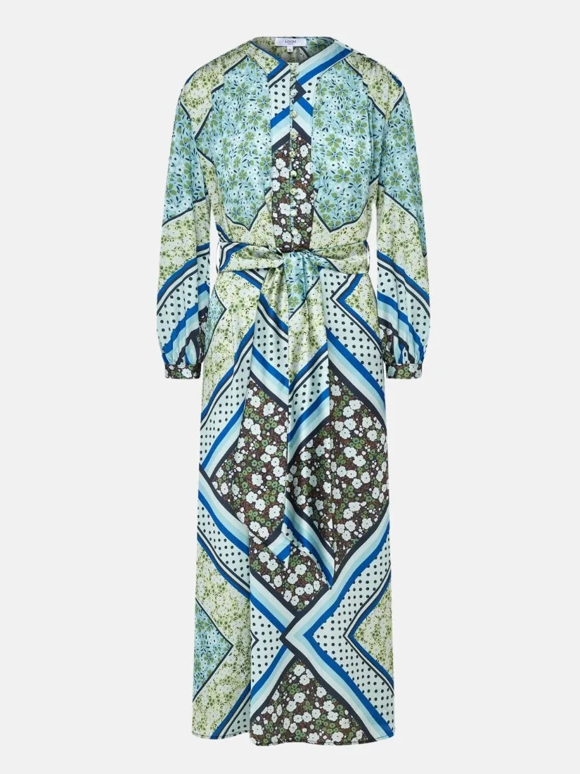 Alida Green Scarf Print Maxi Dress