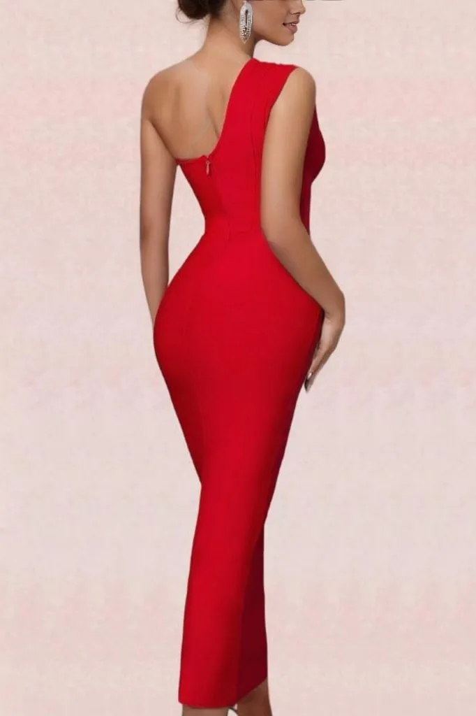 Ally Bodycon Midi Dress - Lipstick Red