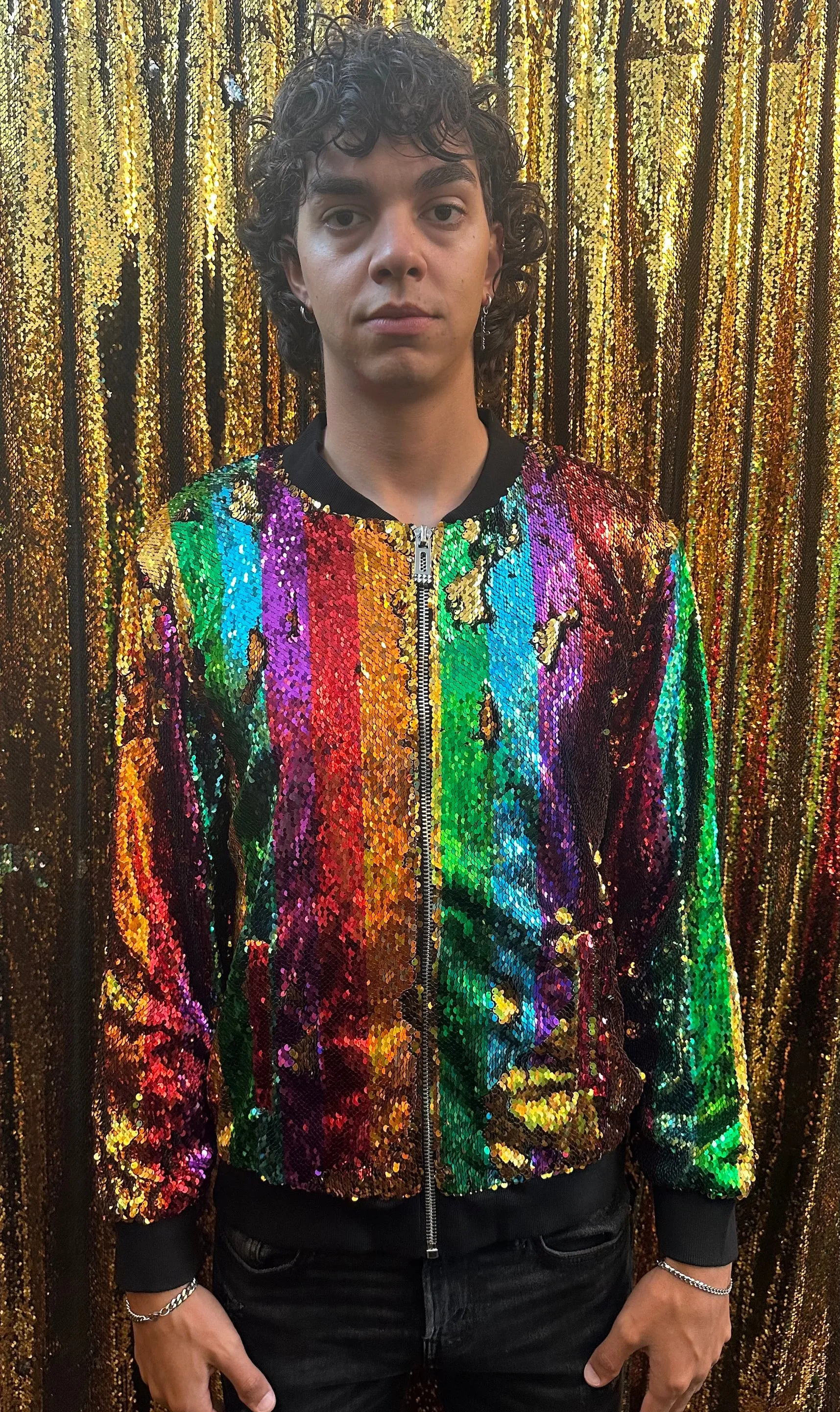 Any Old Iron Men's Rainbow Bomber Jacket