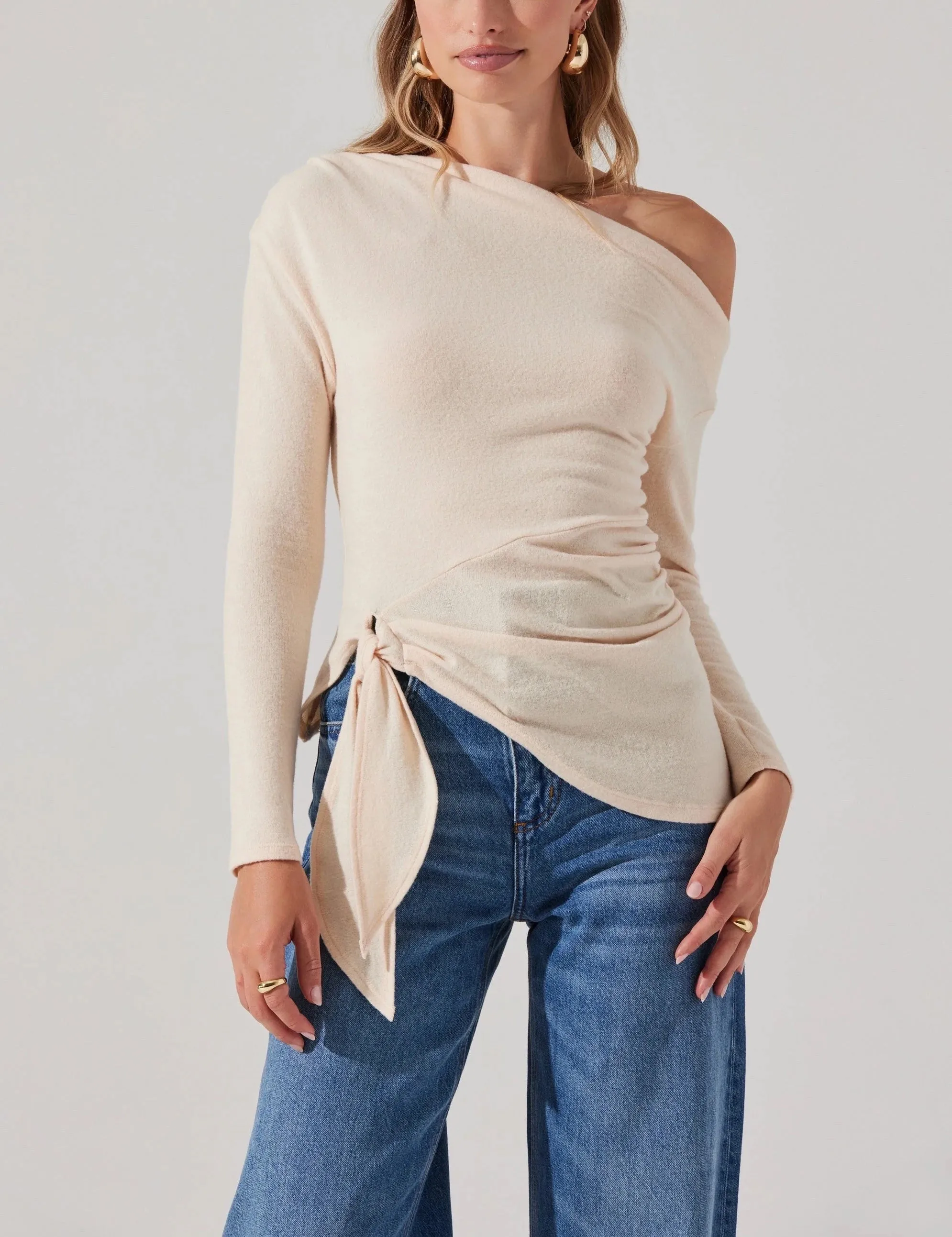 ASTR Asymmetrical Tie Knit Top