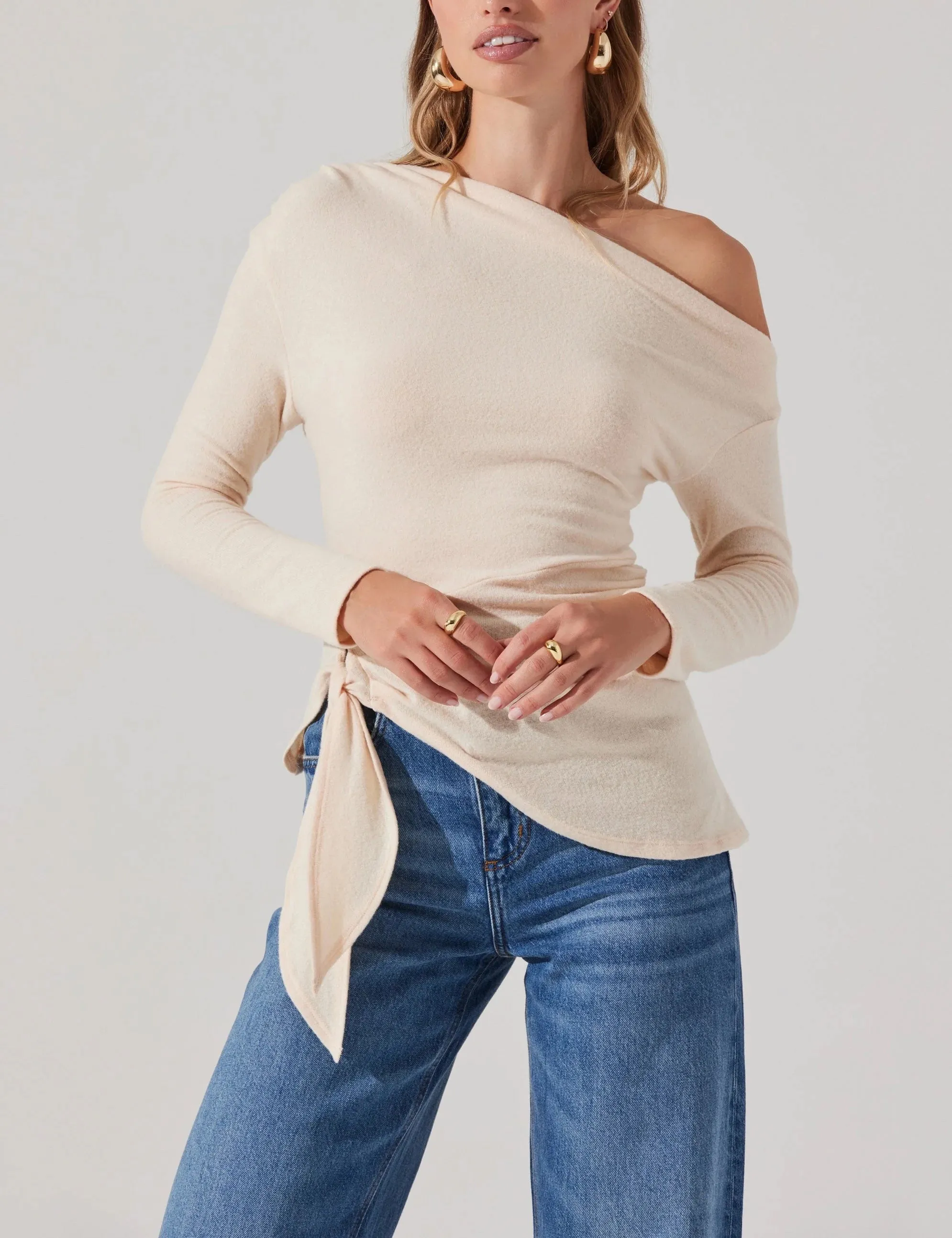 ASTR Asymmetrical Tie Knit Top