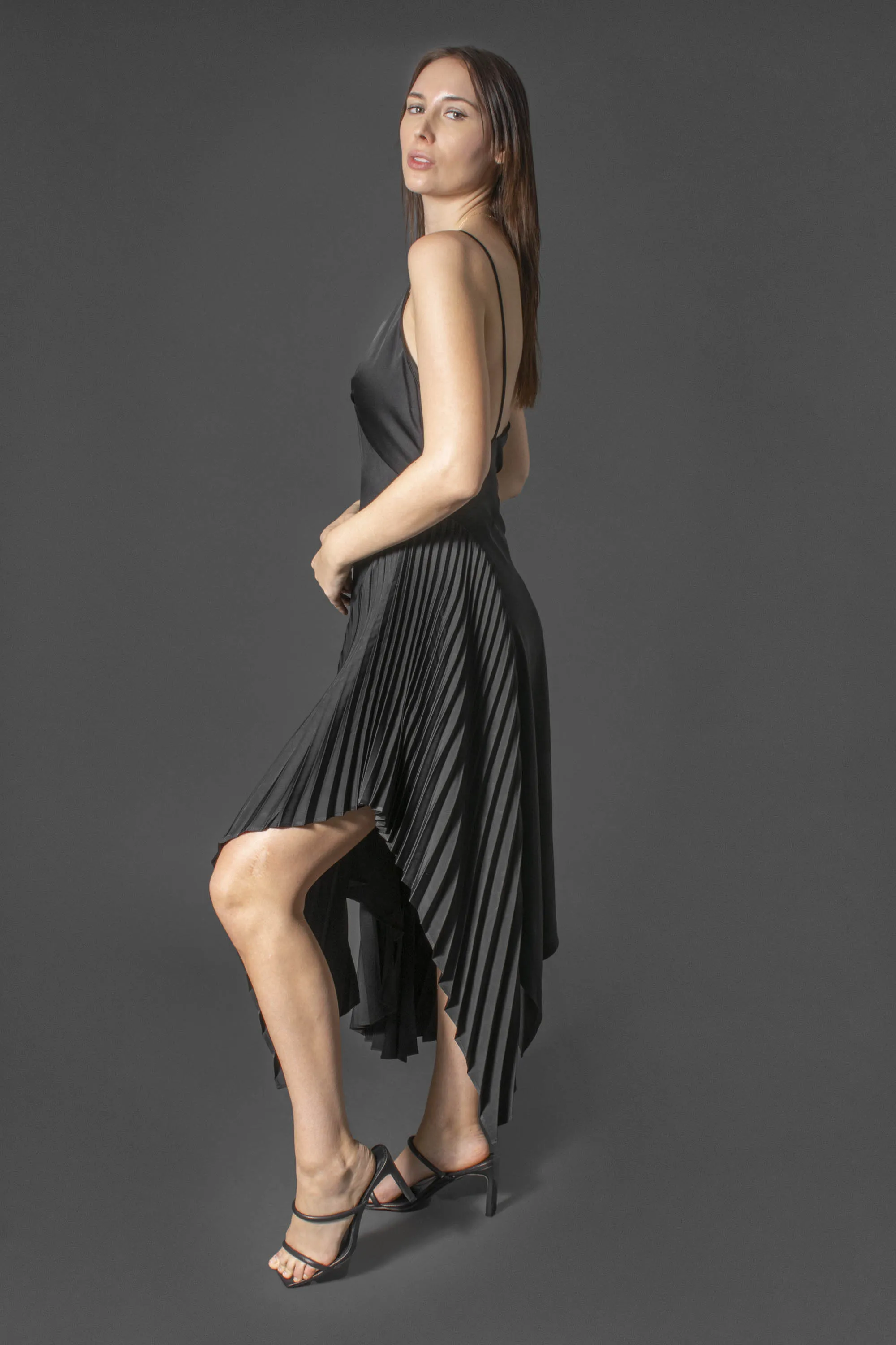 ASYMMETRICAL PLEATED DRESS