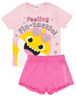 Baby Shark Girls Pink T-Shirt and Shorts Pyjama Set