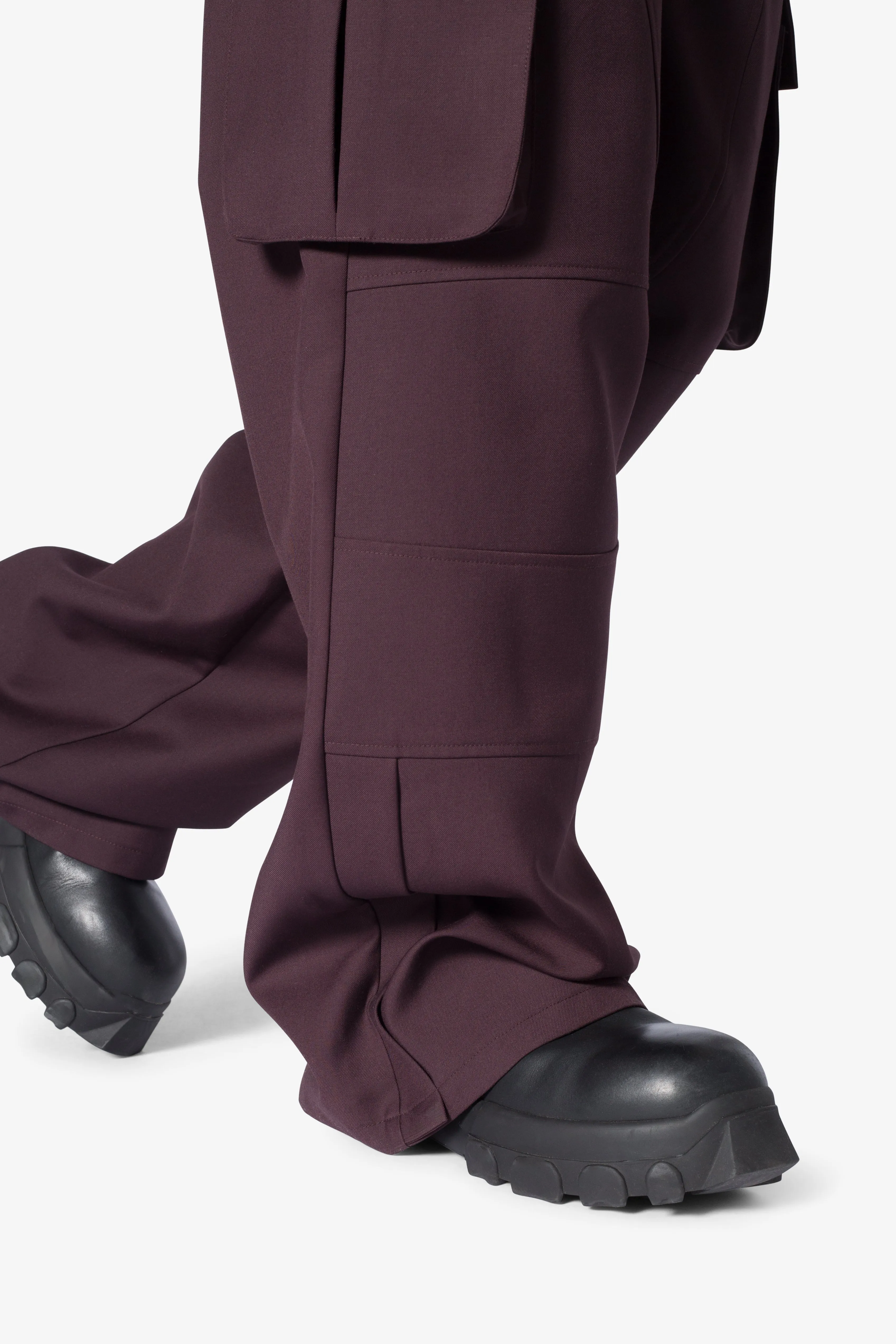 Baggy Cargo Trouser Pants - Burgundy