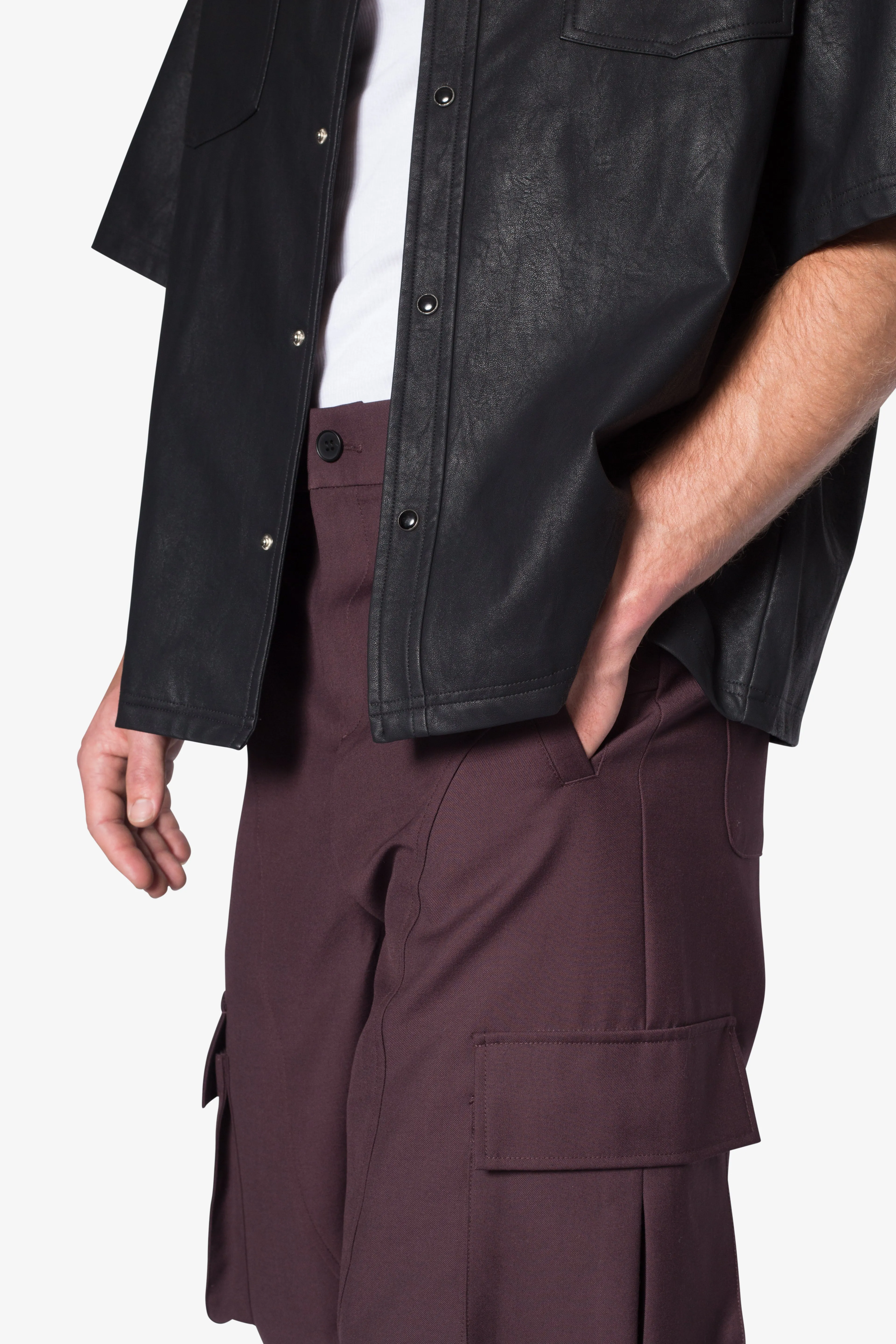 Baggy Cargo Trouser Pants - Burgundy