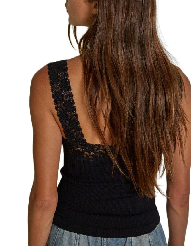 Becka Seamless Lace Trim Tank