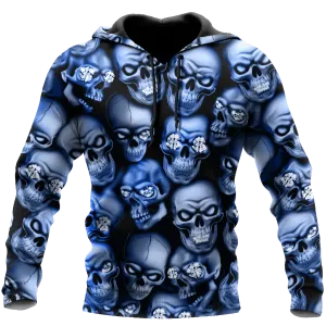 Blue Skull Unisex Hoodie For Men And Women, Coolspod Skull Hoodie Gift, Halloween Gifts For Him Her