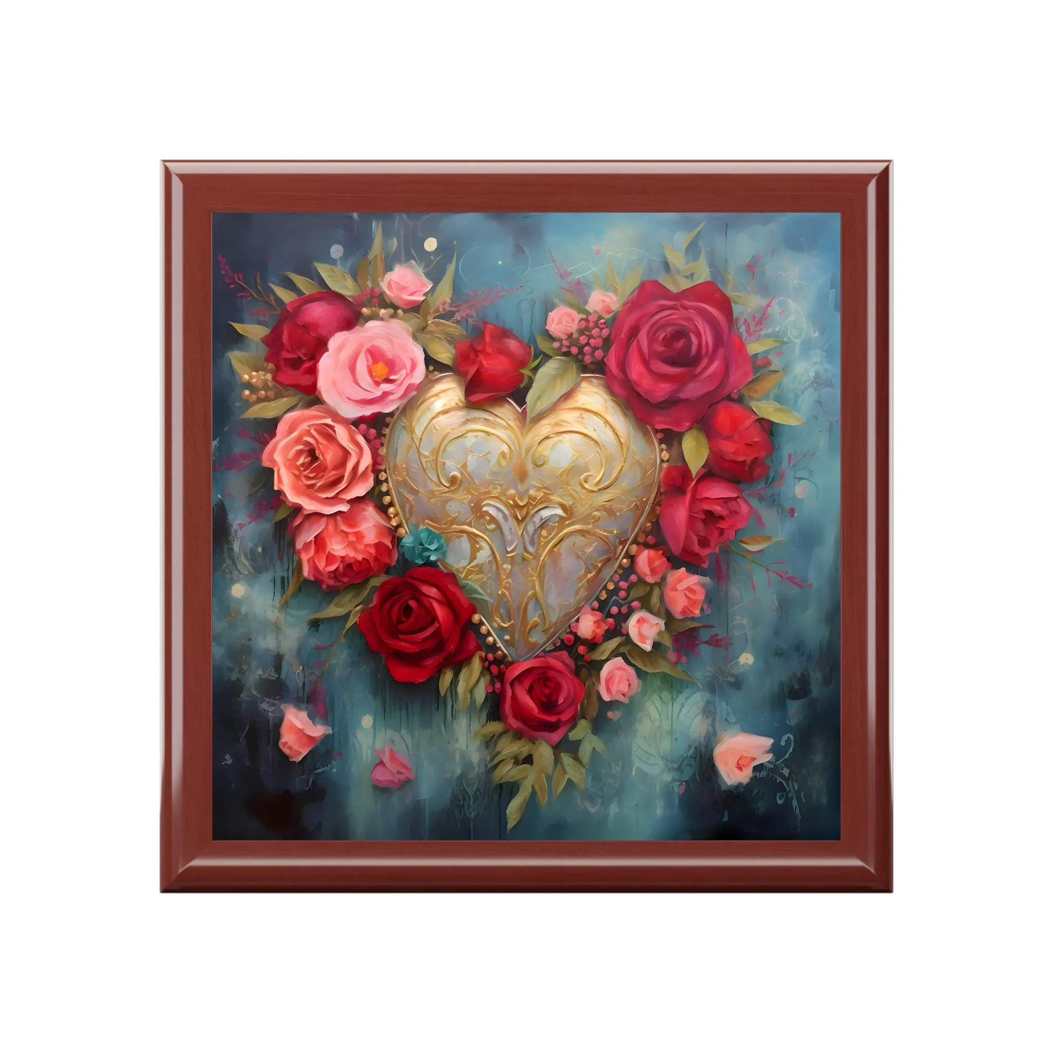 BOHO Style  Heart  and Roses Gift Jewelry Box