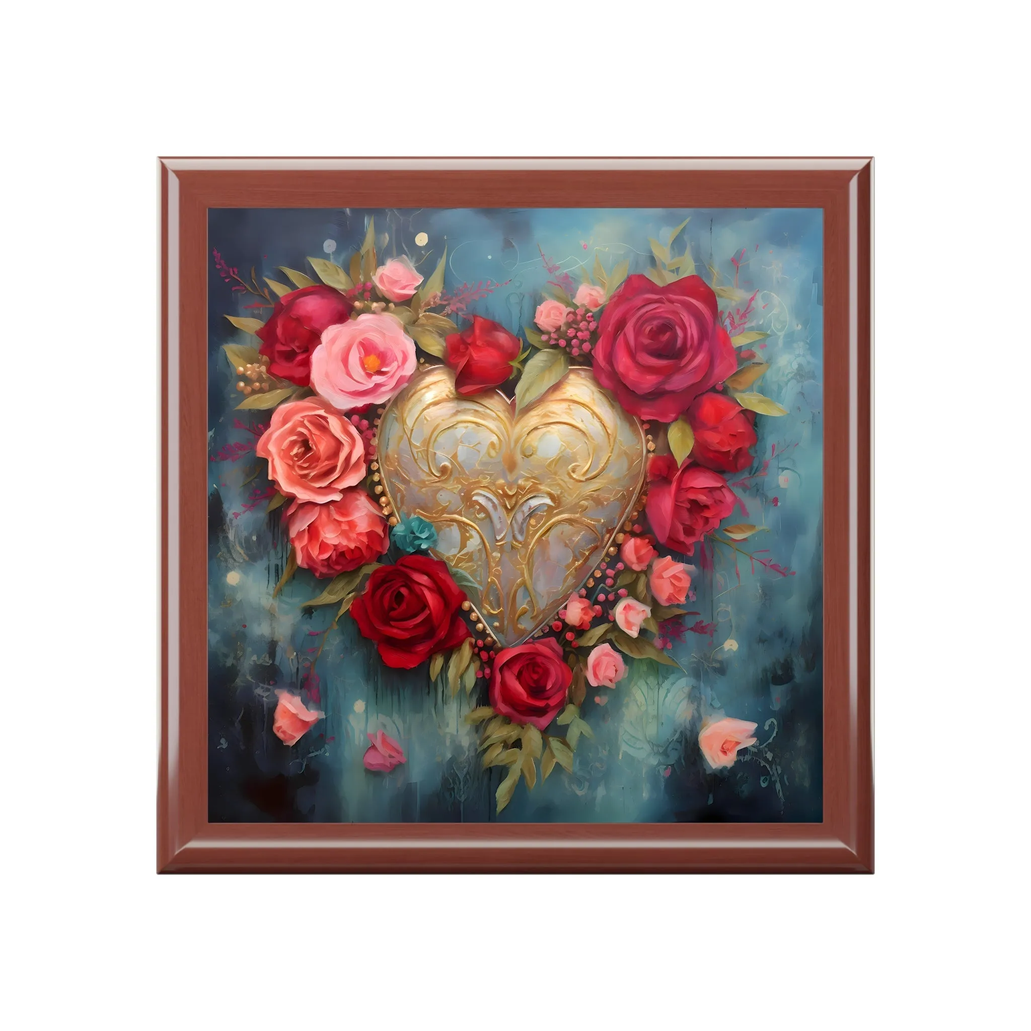 BOHO Style  Heart  and Roses Gift Jewelry Box