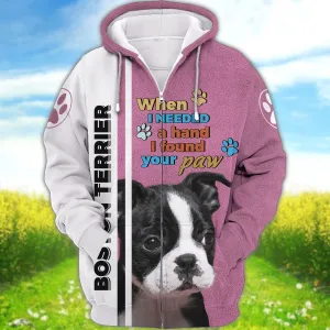 Boston Terrier When I Needed a Hand 3D Full Print Shirts, Dog Memorial Gifts for loss of Dog