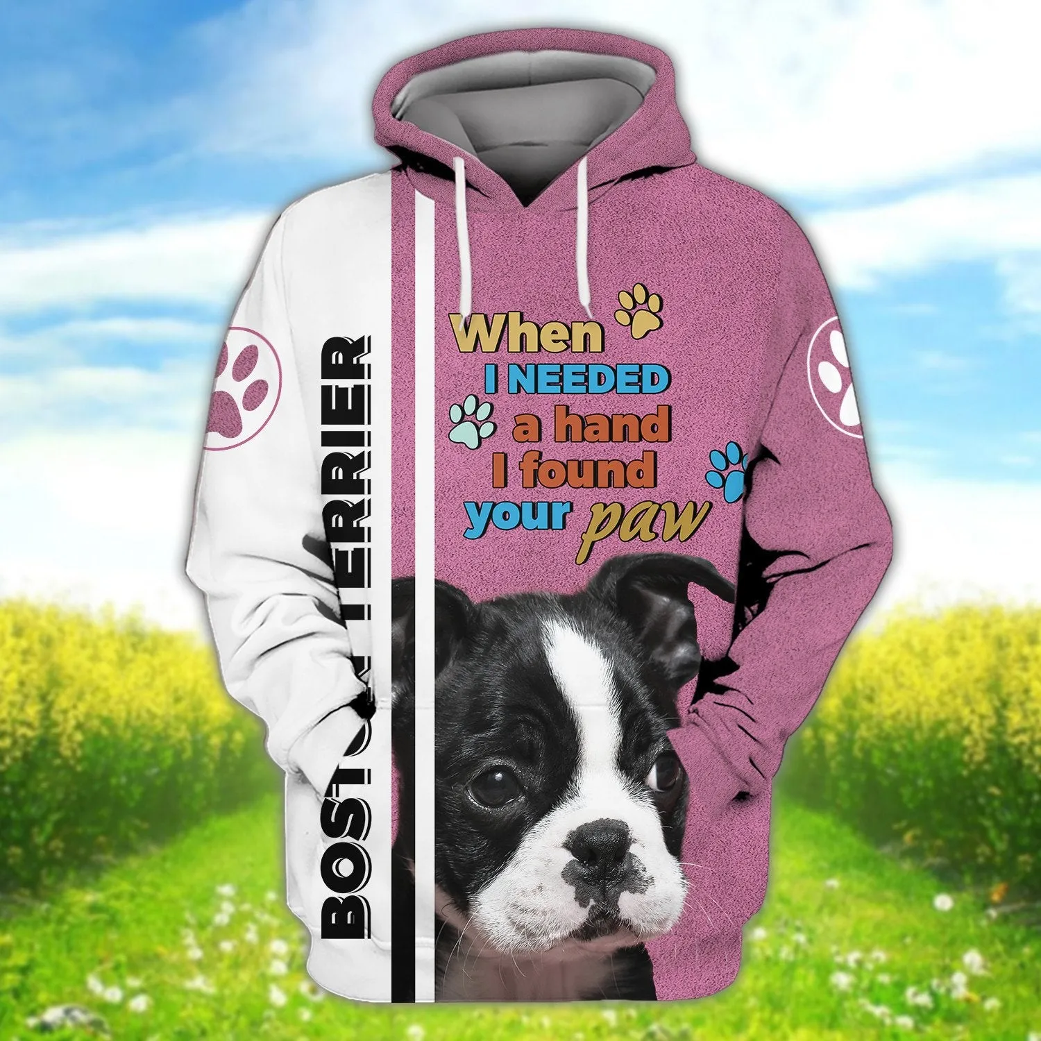 Boston Terrier When I Needed a Hand 3D Full Print Shirts, Dog Memorial Gifts for loss of Dog