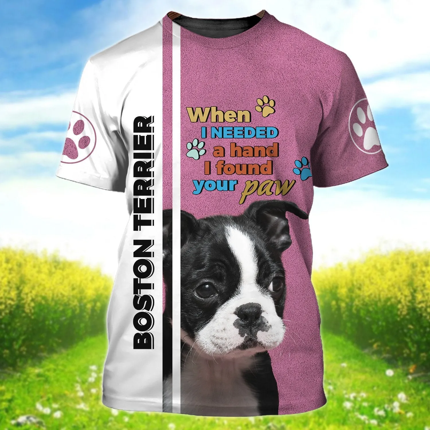 Boston Terrier When I Needed a Hand 3D Full Print Shirts, Dog Memorial Gifts for loss of Dog