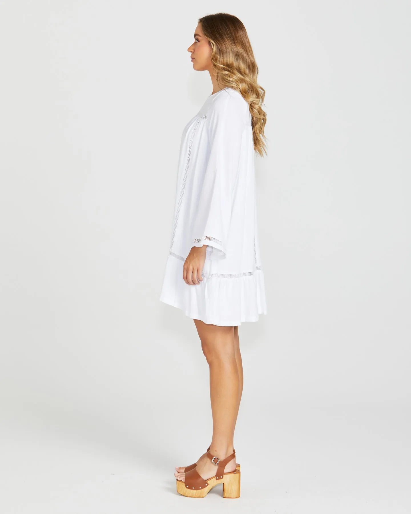 CHAPEL BOHO TRIM DRESS - White