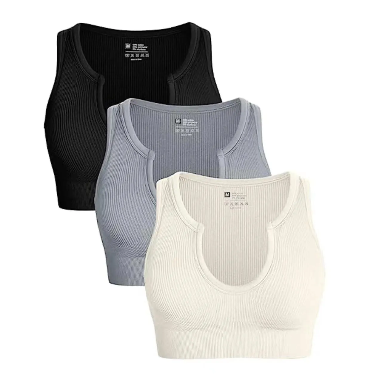 Cropped Top Rib Workout Yoga Short Sports Solid Color Casual Vest