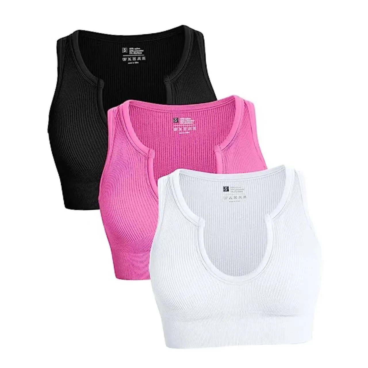 Cropped Top Rib Workout Yoga Short Sports Solid Color Casual Vest