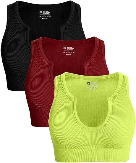 Cropped Top Rib Workout Yoga Short Sports Solid Color Casual Vest