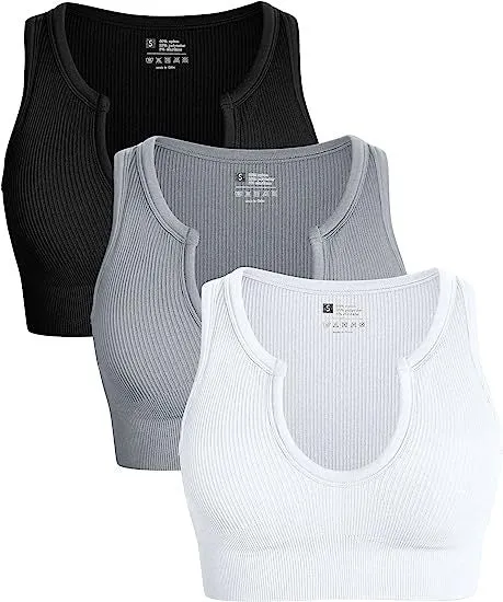 Cropped Top Rib Workout Yoga Short Sports Solid Color Casual Vest