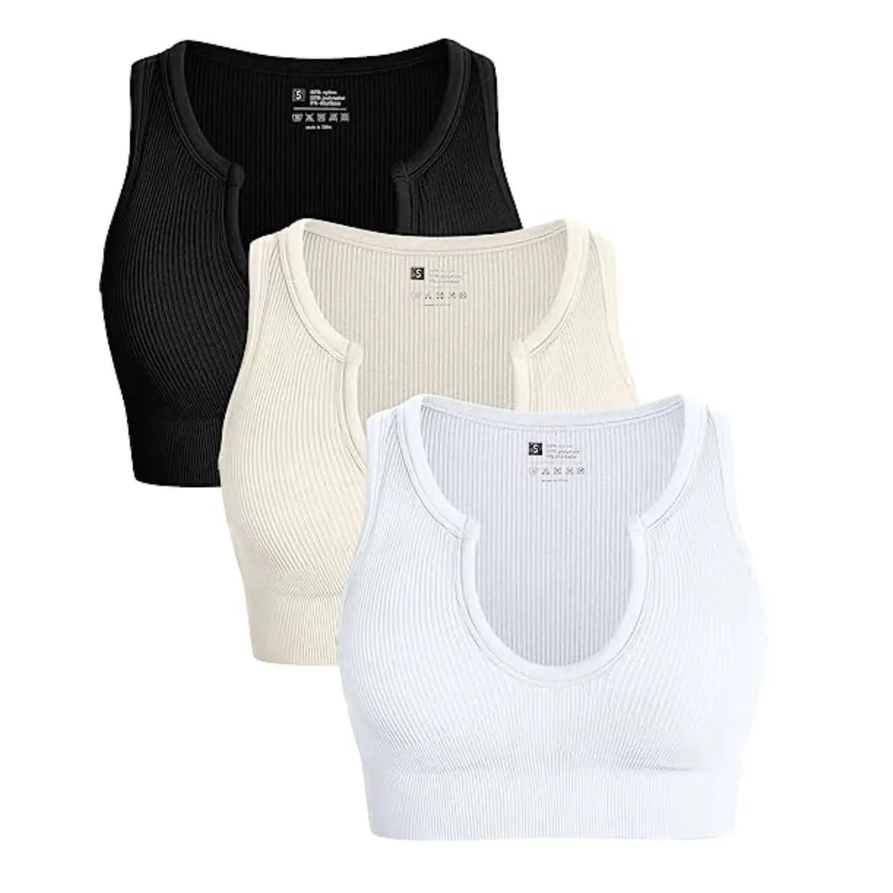 Cropped Top Rib Workout Yoga Short Sports Solid Color Casual Vest