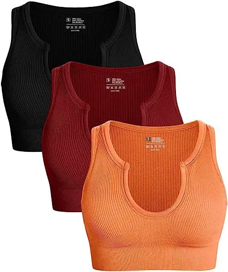 Cropped Top Rib Workout Yoga Short Sports Solid Color Casual Vest