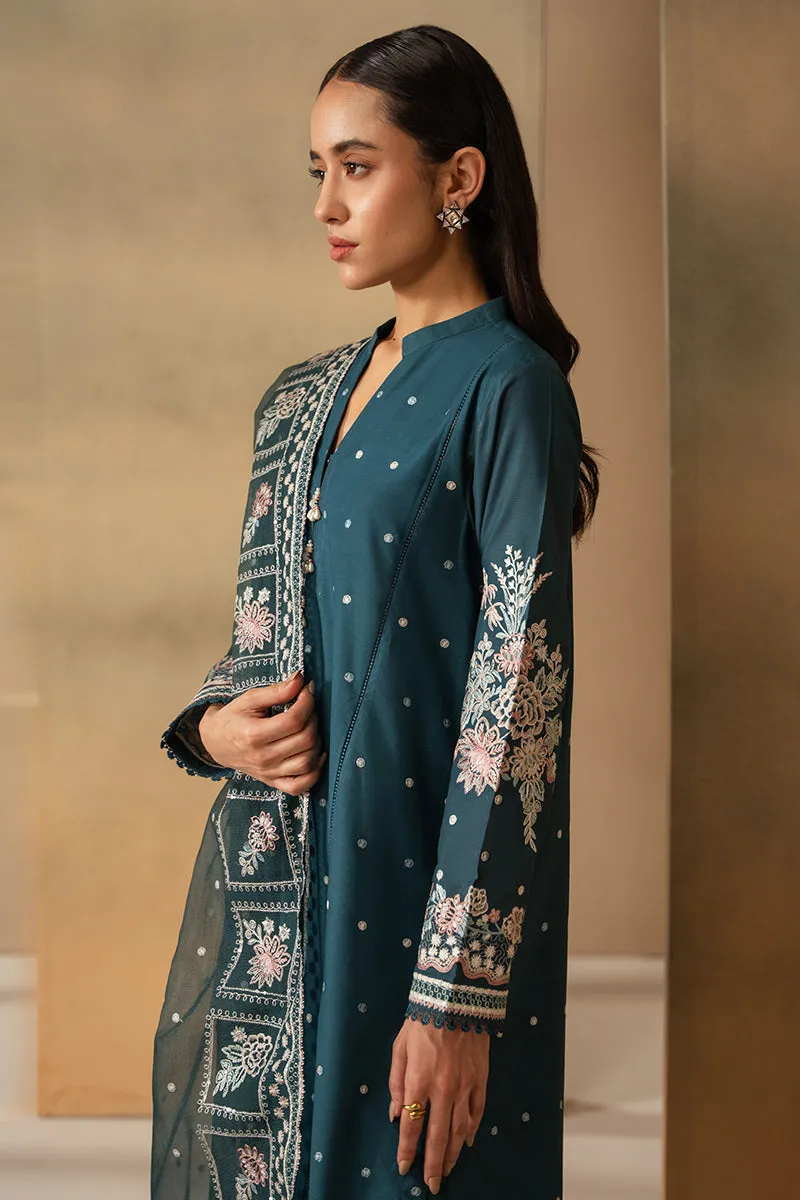 Cross Stitch Embroidered Mahiri Lawn – MIDNIGHT BLOOM