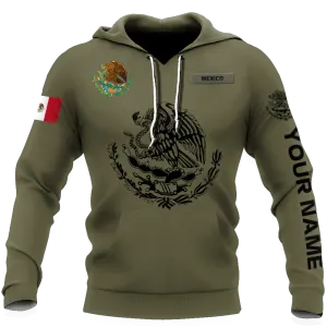 Customized With Name 3D Mexican Hoodie, Mexican Eagle Snake On Hoodies, Mexico Hoodie