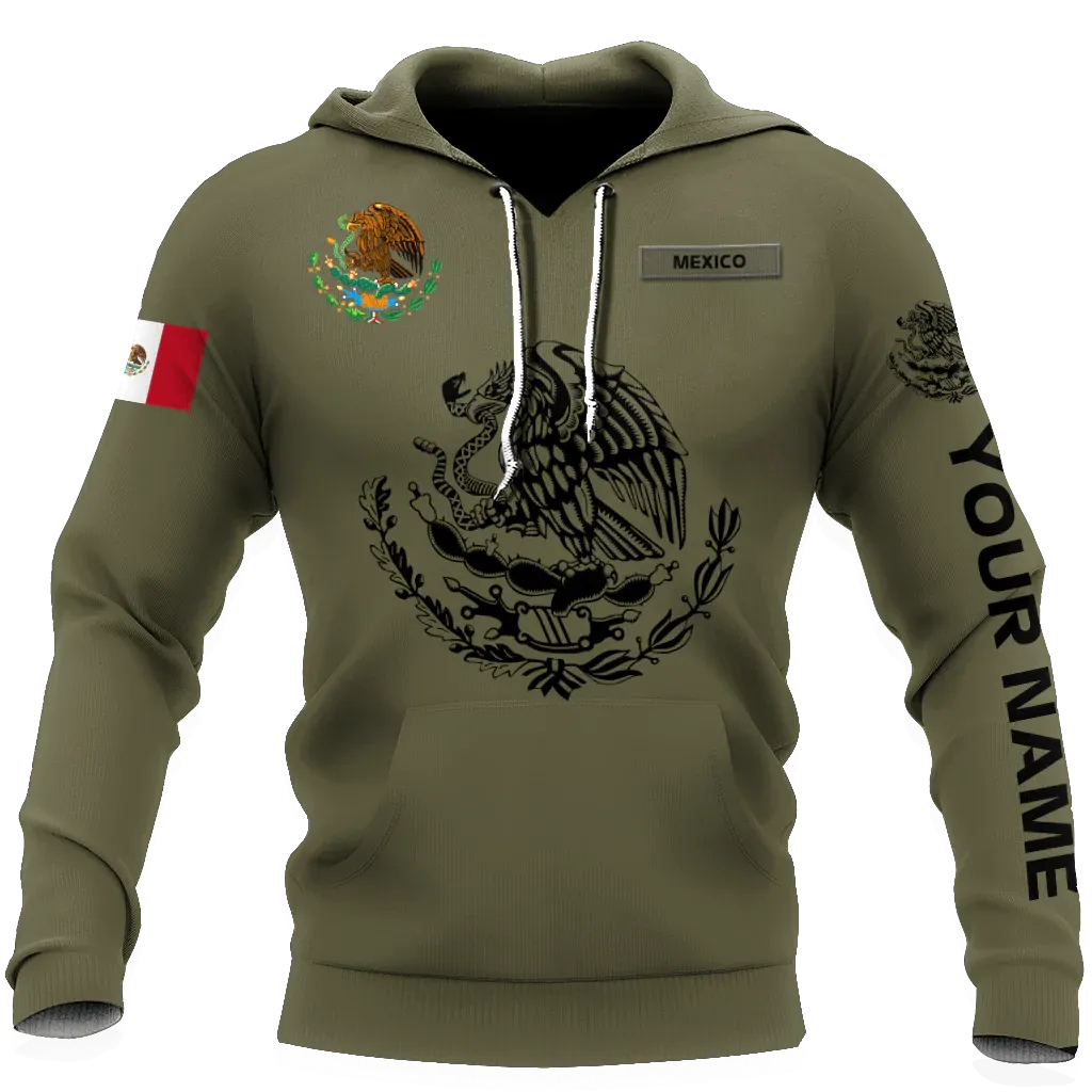 Customized With Name 3D Mexican Hoodie, Mexican Eagle Snake On Hoodies, Mexico Hoodie