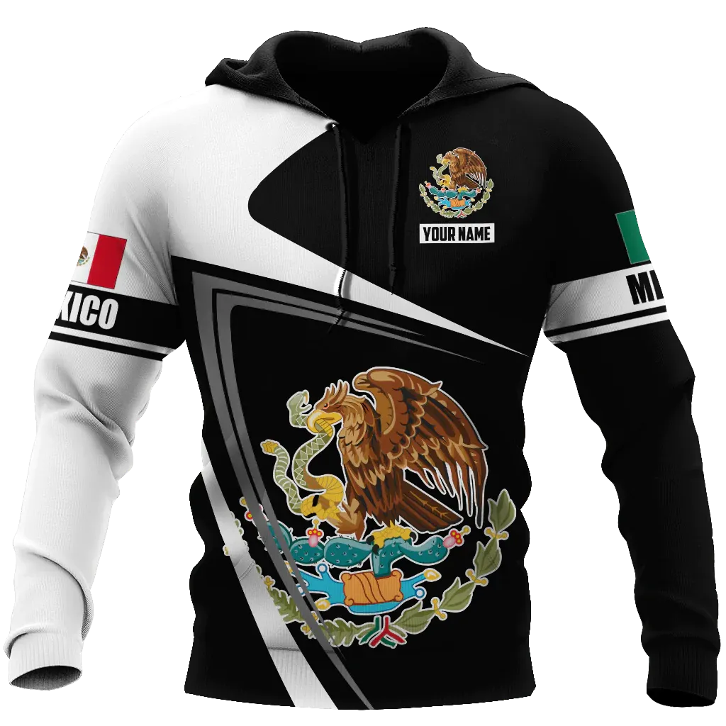 Customized With Name 3D Mexican Hoodie, Mexican Eagle Snake On Hoodies, Mexico Hoodie