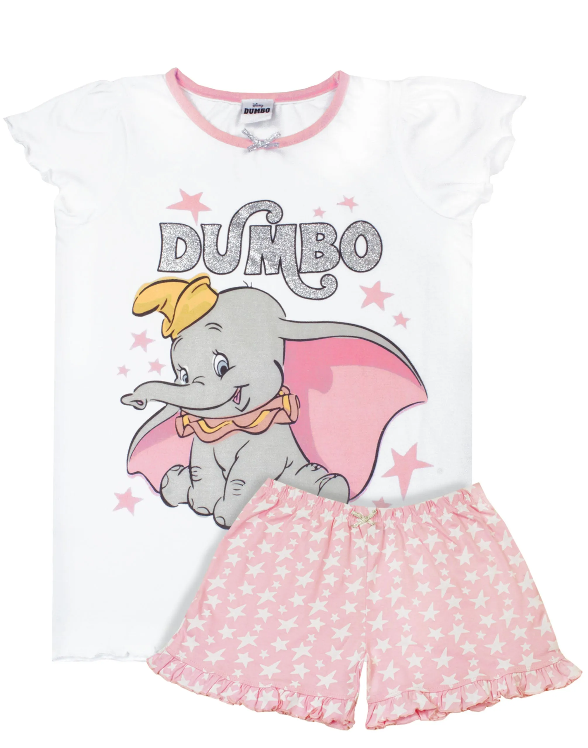 Disney Dumbo Girl's Children's Short White and Pink Pyjamas Pjs Set