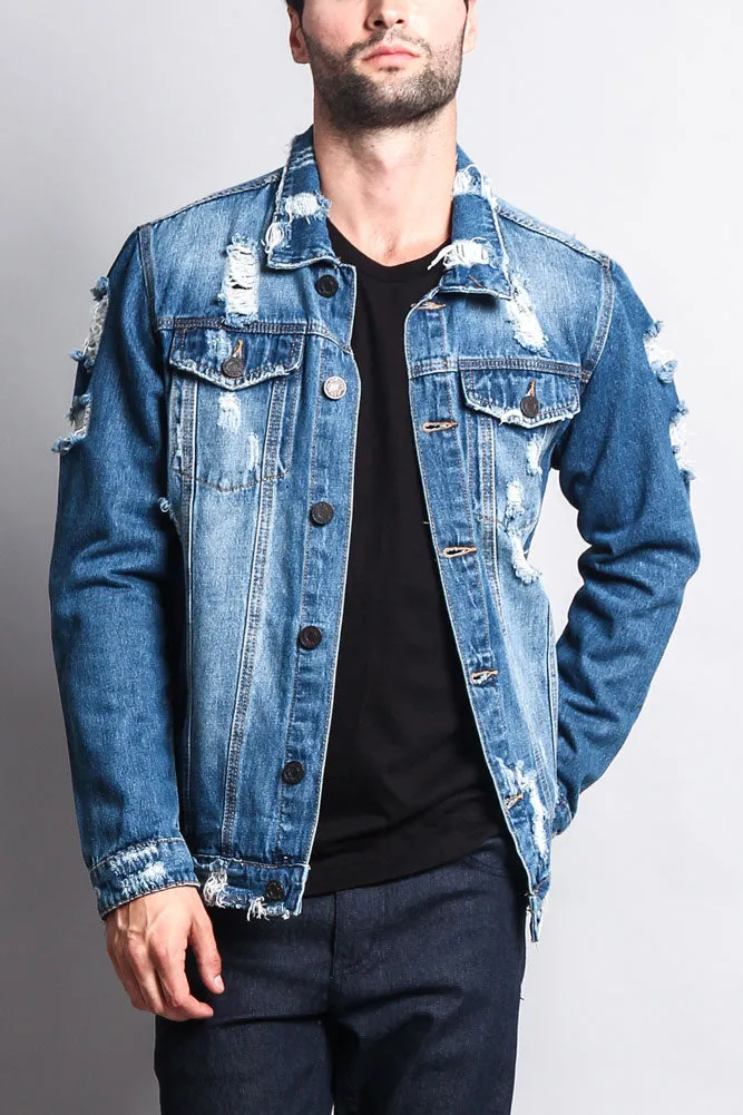 Distressed Faded Denim Jacket