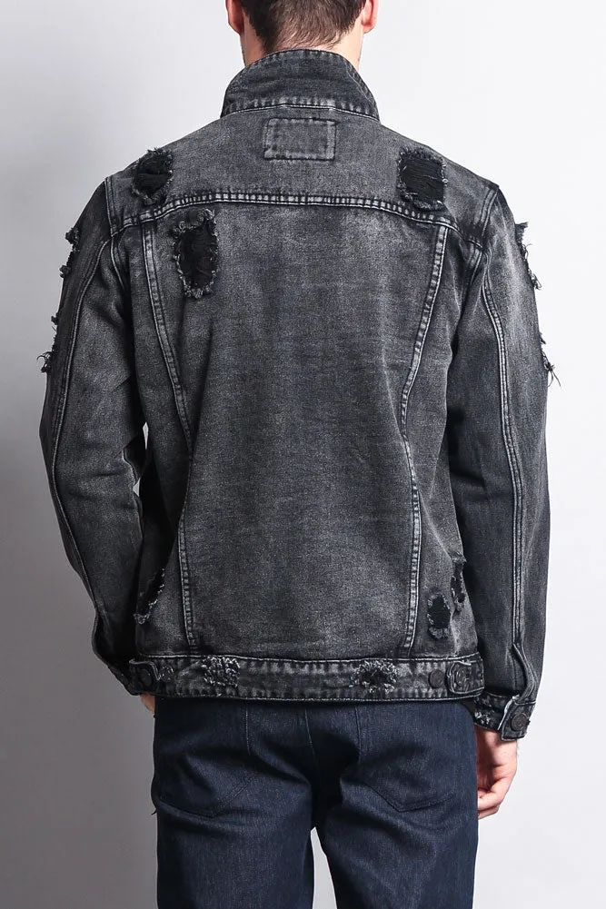 Distressed Faded Denim Jacket