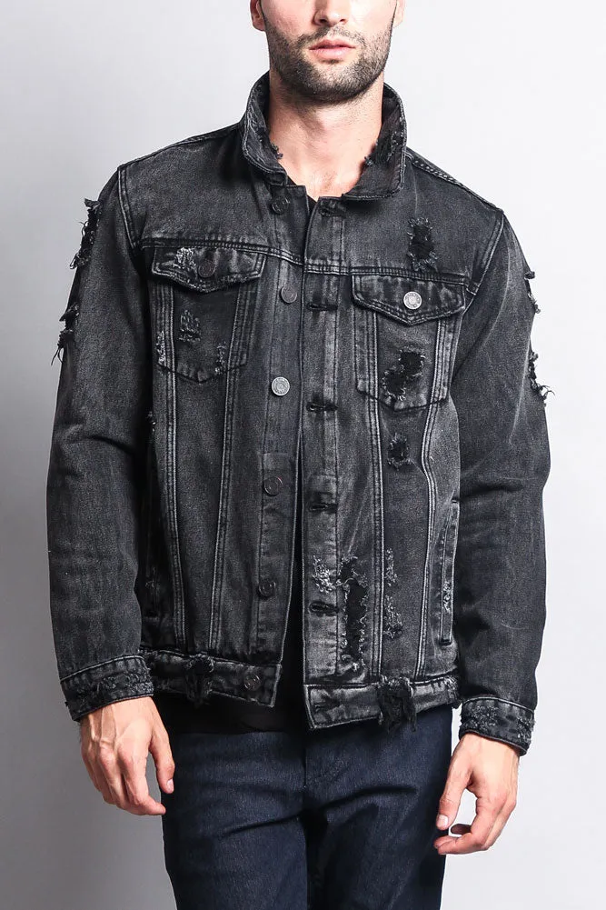 Distressed Faded Denim Jacket