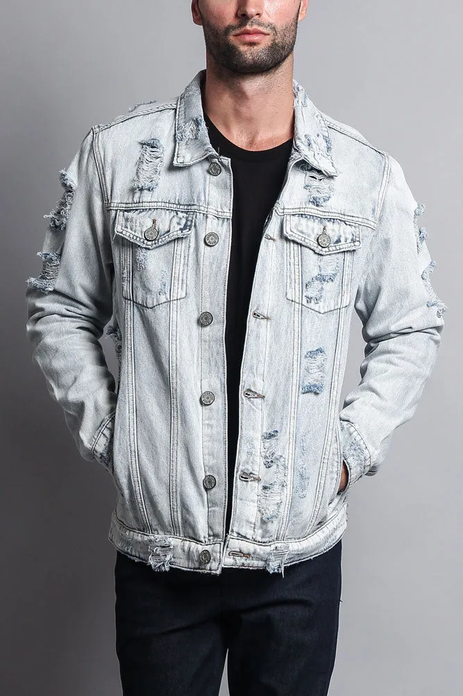 Distressed Faded Denim Jacket