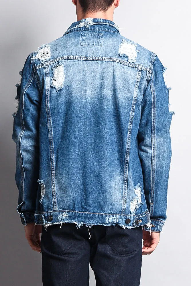 Distressed Faded Denim Jacket