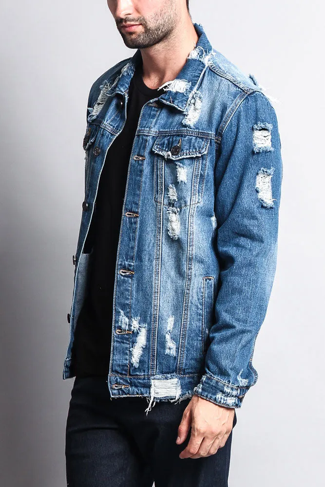 Distressed Faded Denim Jacket