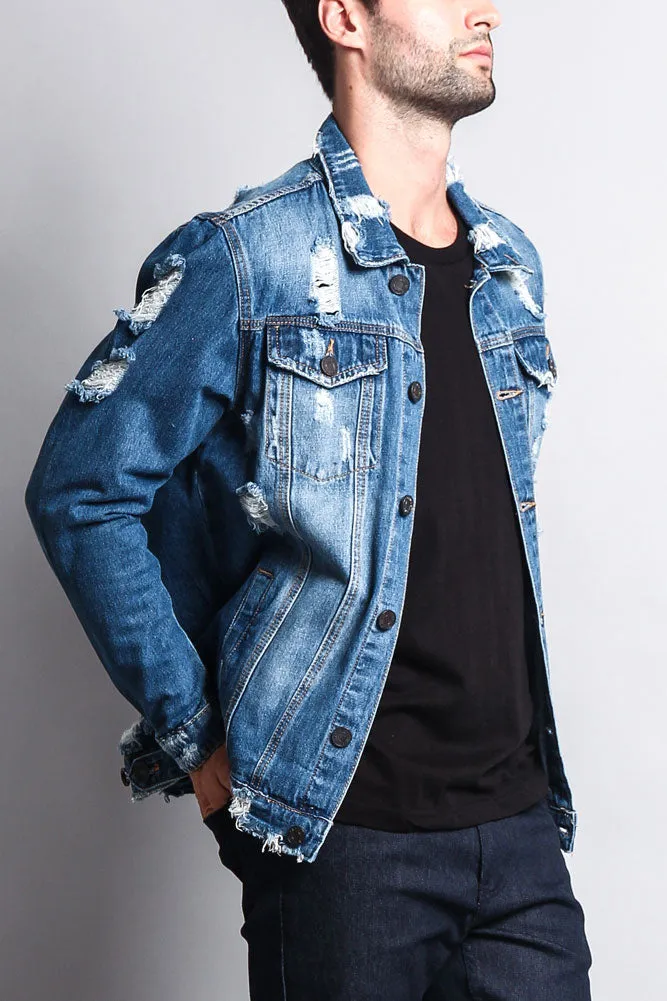 Distressed Faded Denim Jacket