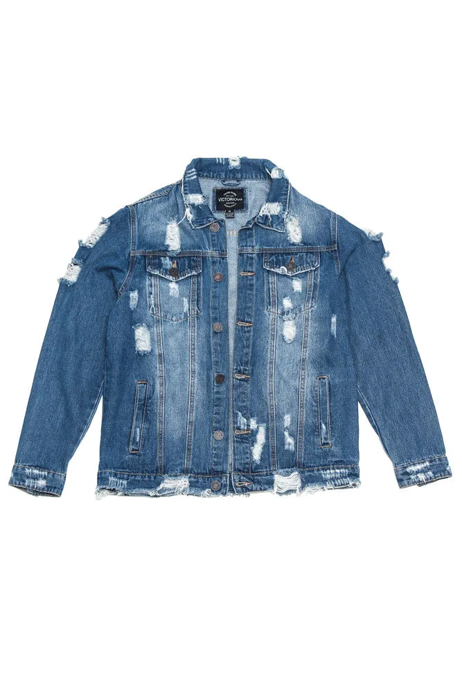 Distressed Faded Denim Jacket