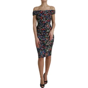 Dolce & Gabbana Elegant Floral Sheath Off Shoulder Dress