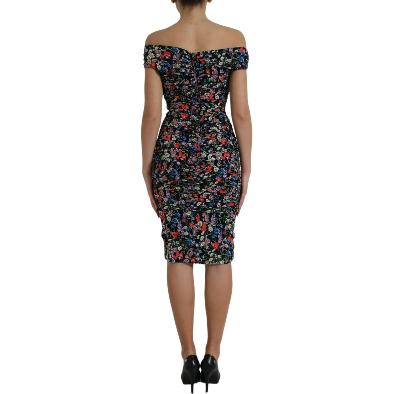 Dolce & Gabbana Elegant Floral Sheath Off Shoulder Dress