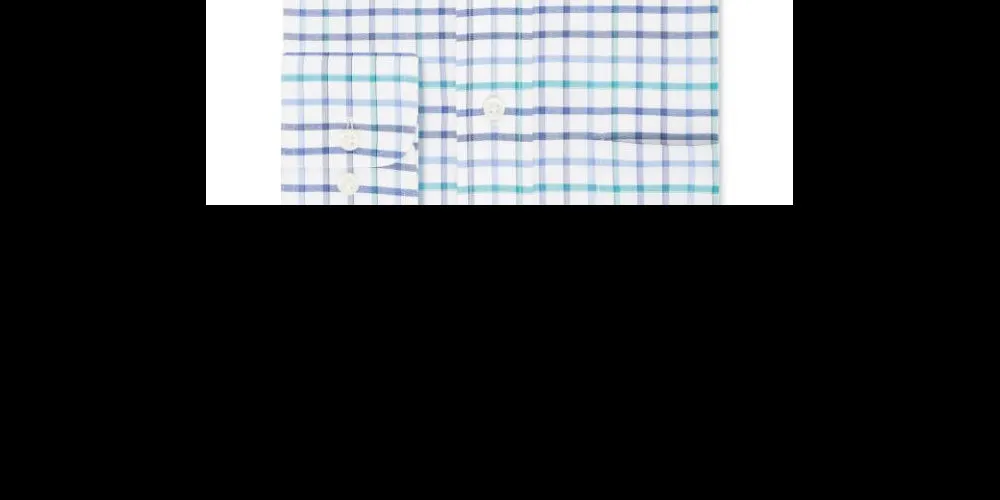 Eagle Men's Windowpane Plaid Collared Classic Fit Stretch Dress Shirt Blue